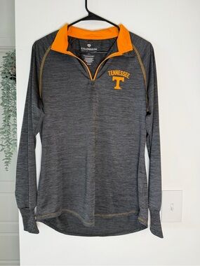 Colosseum Tennessee Heather Gray 1/4 Zip Long Sleeve Top with Orange Trim